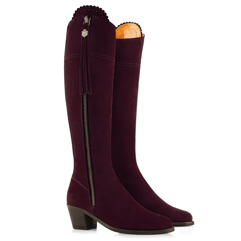 Fairfax and Favor Regina Heeled Boots - Plum Suede-1