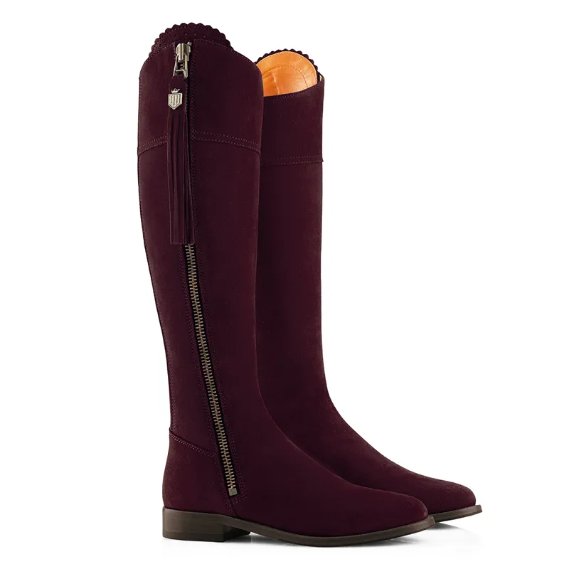 Fairfax and Favor Regina Flat Boots - Plum Suede-1