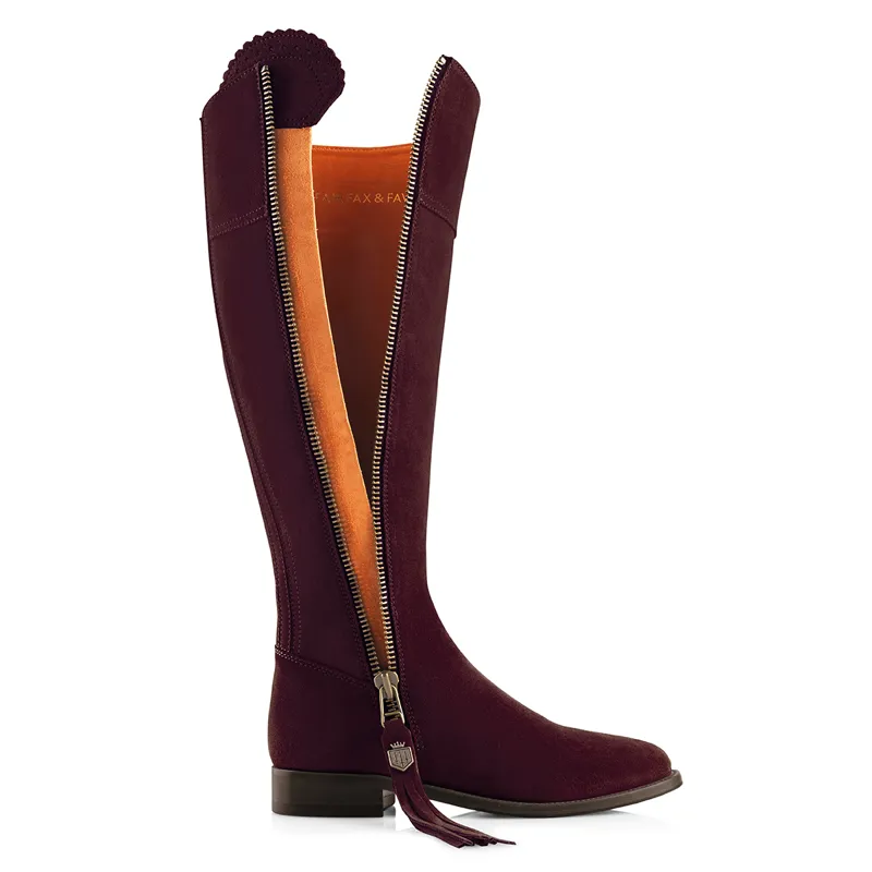 Fairfax and Favor Regina Flat Boots - Plum Suede-2