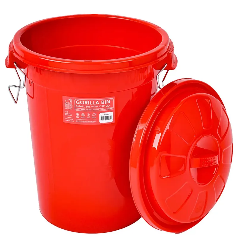 Red Gorilla 30L Storage Bin with Clip Lid - Red