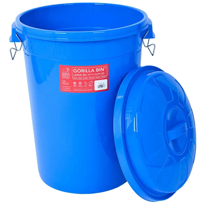 Red Gorilla 80L Storage Bin with Clip Lid - Blue