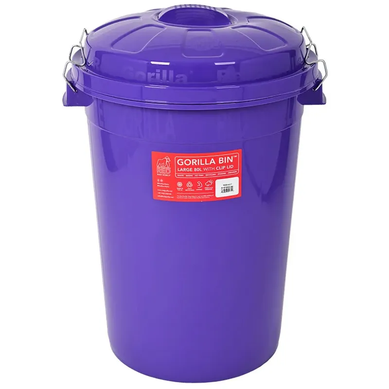 Red Gorilla 80L Storage Bin with Clip Lid - Purple-1
