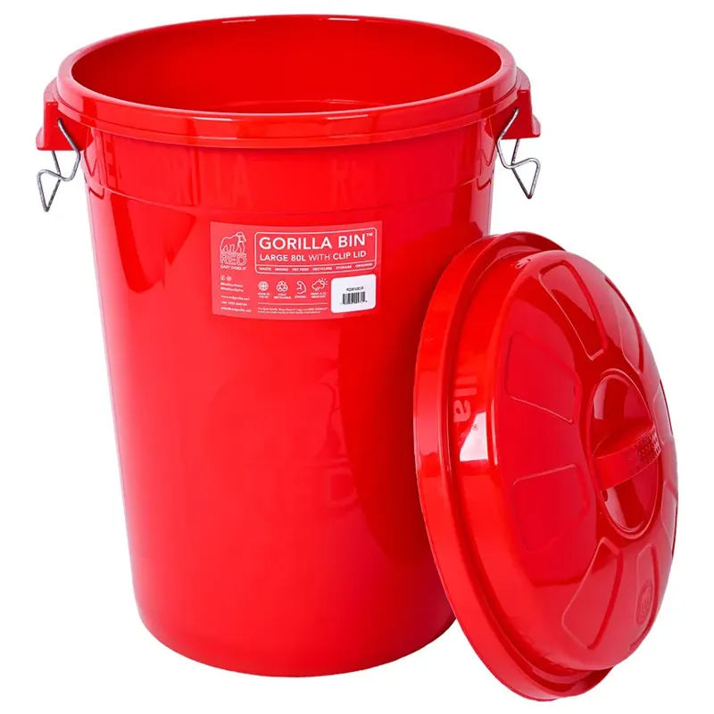 Red Gorilla 80L Storage Bin with Clip Lid - Red