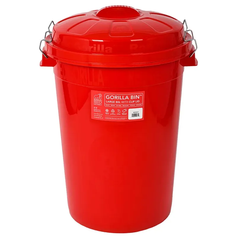 Red Gorilla 80L Storage Bin with Clip Lid - Red-1