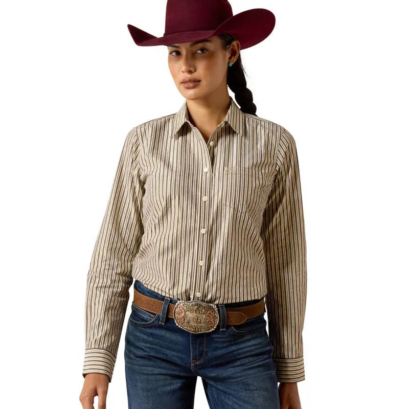 Ariat Kirby Stretch Womens Shirt - Chocolate Plum Stripe-1