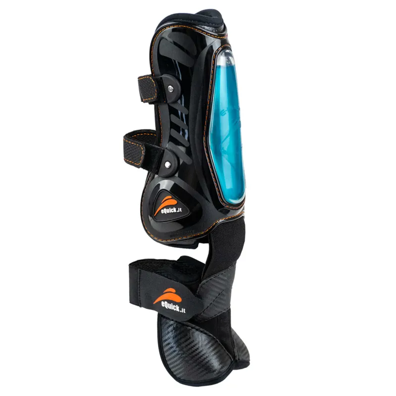 eQuick eShock Overreach Velcro Strap Front Tendon Boots - Black
