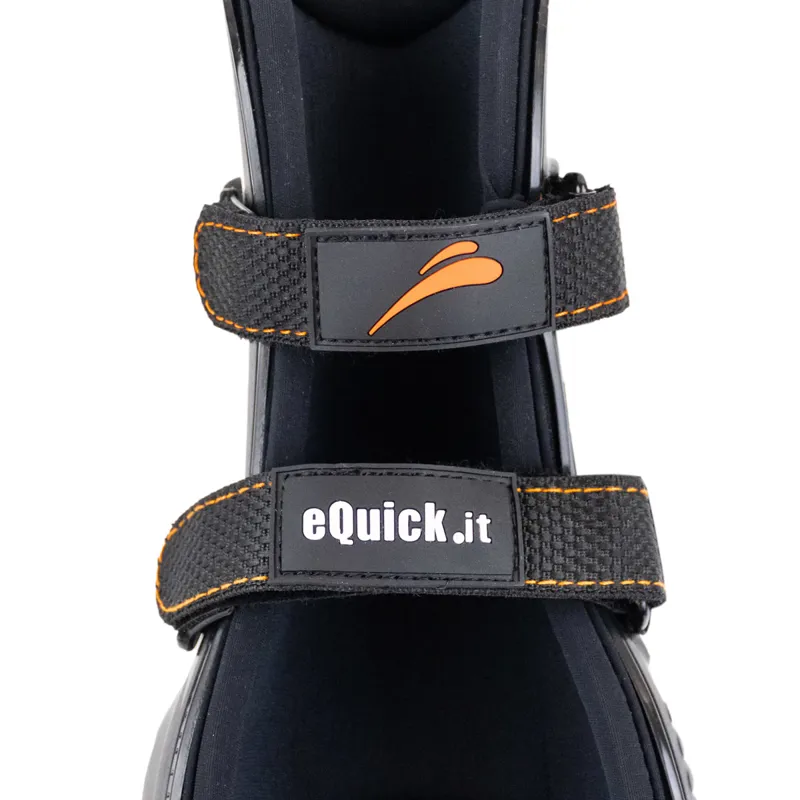 eQuick eShock Overreach Velcro Strap Front Tendon Boots - Black-3
