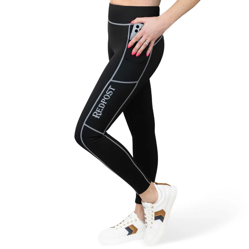 Redpost Adapt Winter Full Grip Womens Riding Tights - Black/Silver