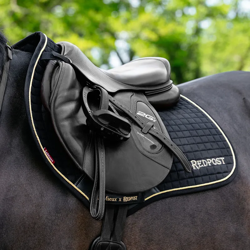 LeMieux x Redpost Suede Close Contact Saddlecloth - Black/Gold-7