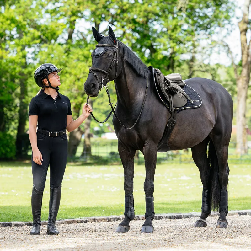 LeMieux x Redpost Suede Close Contact Saddlecloth - Black/Gold-10