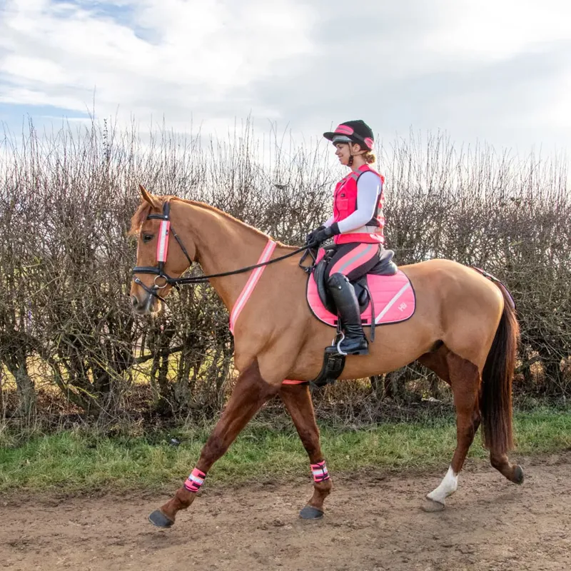 Hy Equestrian Reflector Comfort Saddlecloth - Pink-1