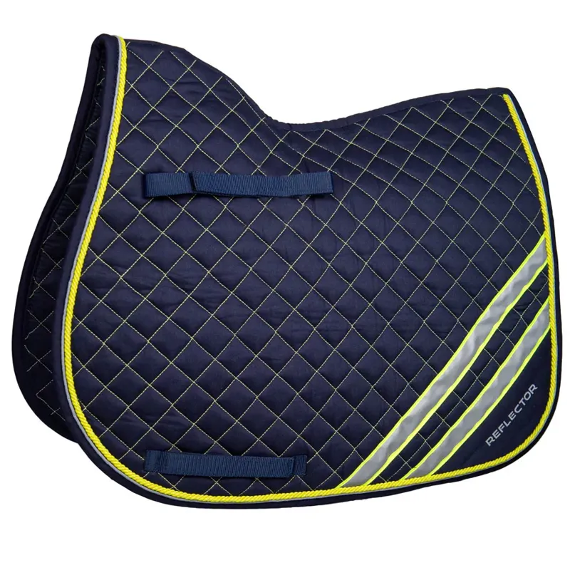 Hy Equestrian Reflector Saddlecloth - Yellow/Silver-1