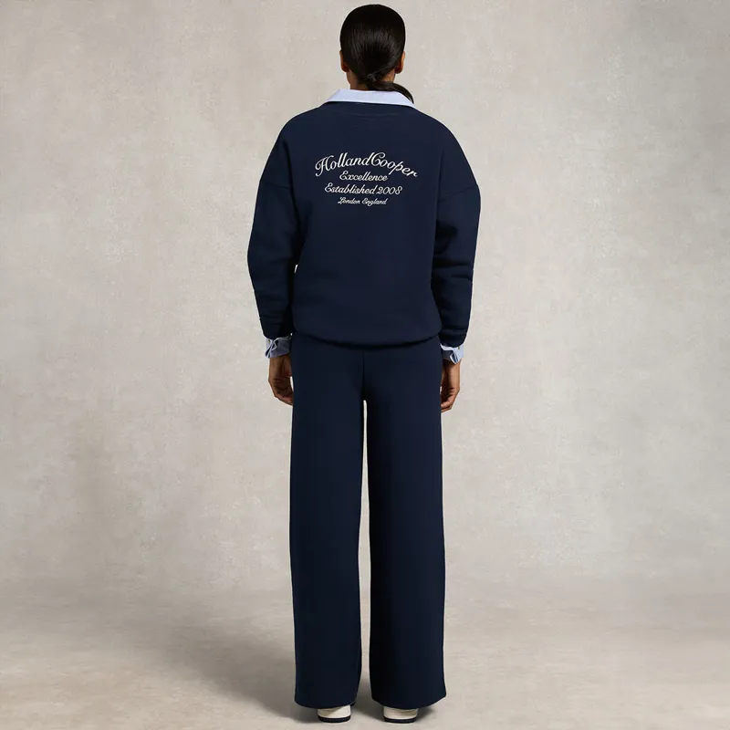 Holland Cooper Relaxed Fit V-Neck Womens Sweater - Ink Navy Ecru-3