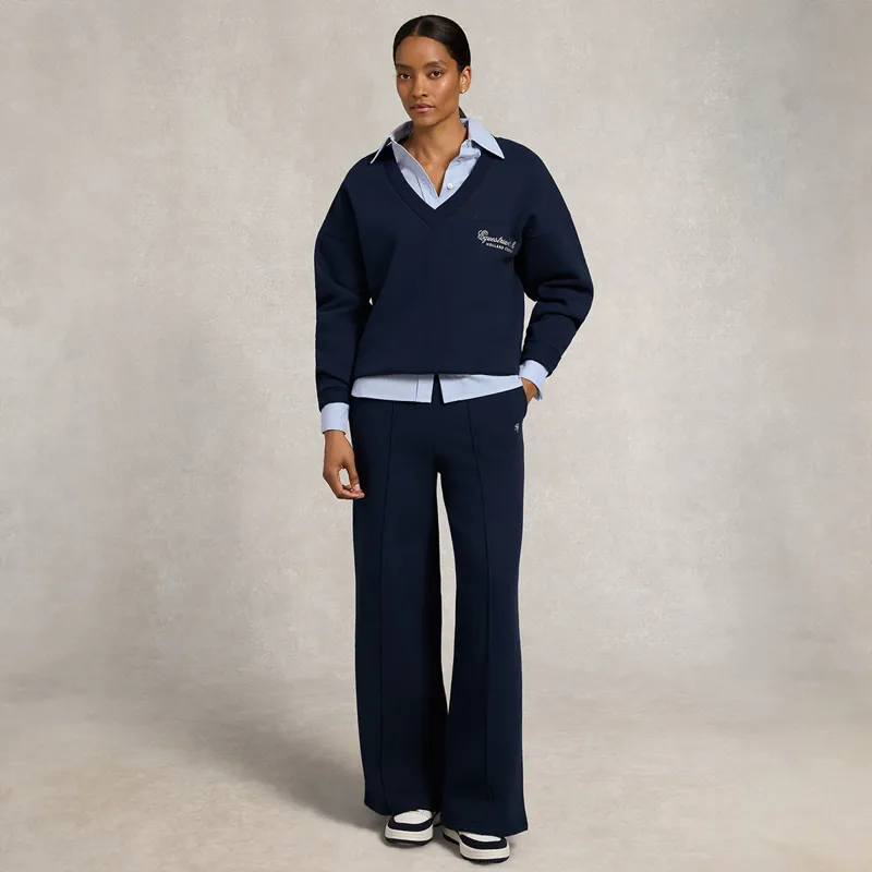 Holland Cooper Relaxed Fit V-Neck Womens Sweater - Ink Navy Ecru-1