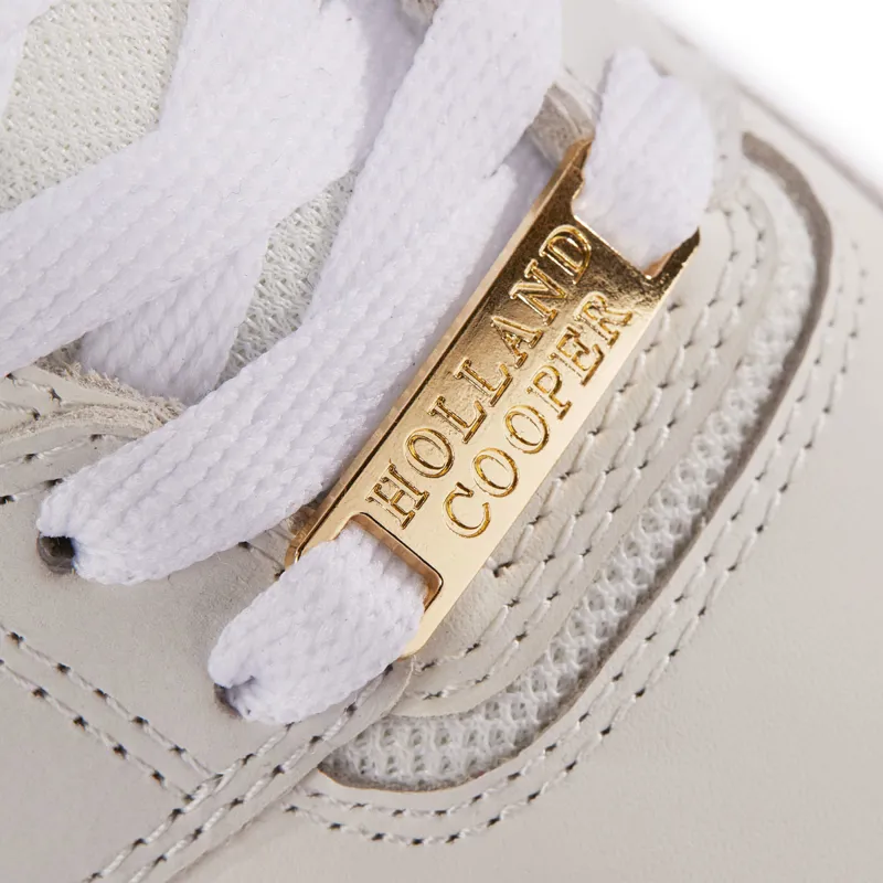 Holland Cooper Retro Runner Ladies Trainers - White/Racing Green-1