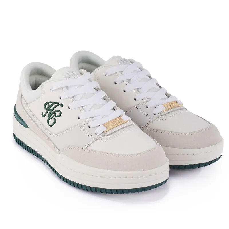 Holland Cooper Retro Runner Ladies Trainers - White/Racing Green