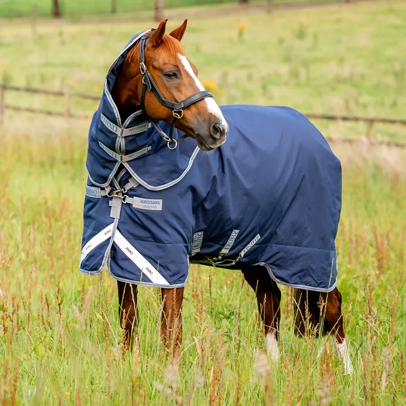 Rhino Plus Vari-Layer 450g Turnout Rug - Navy/Titanium Grey