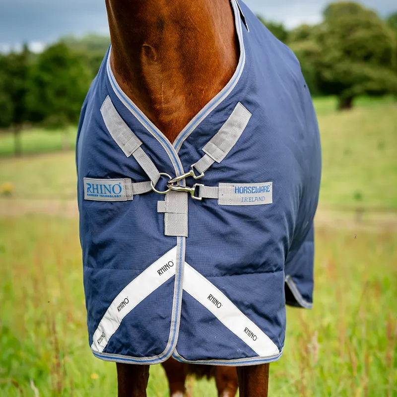 Rhino Plus Vari-Layer 450g Turnout Rug - Navy/Titanium Grey-1