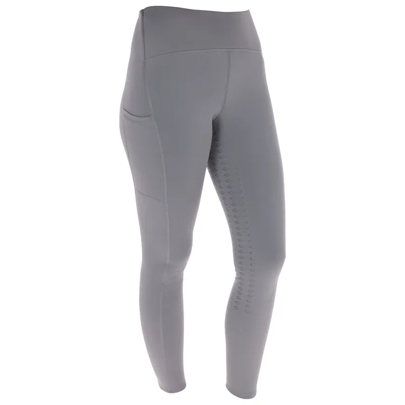 Covalliero Full Grip Womens Winter Riding Tights - Steel Grey-1
