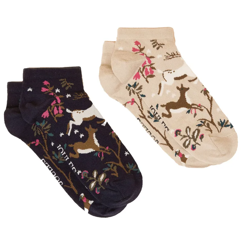 Joules Rilla Womens Trainer Socks 2 Pack - Woodland