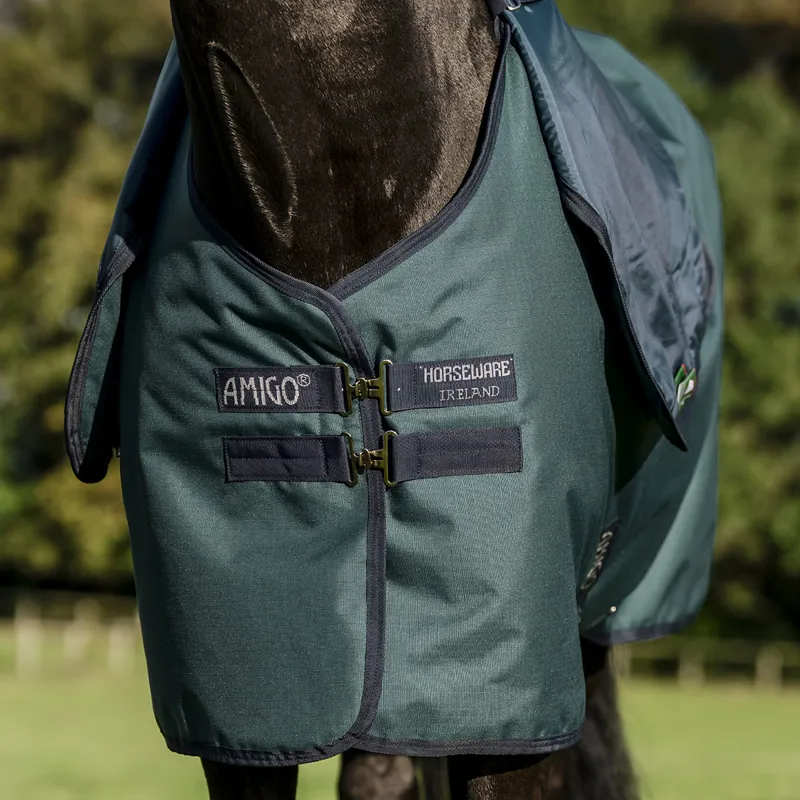 Amigo Ripstop 900D Plus 0g Turnout Rug - Dynasty Green/Navy/Silver-2