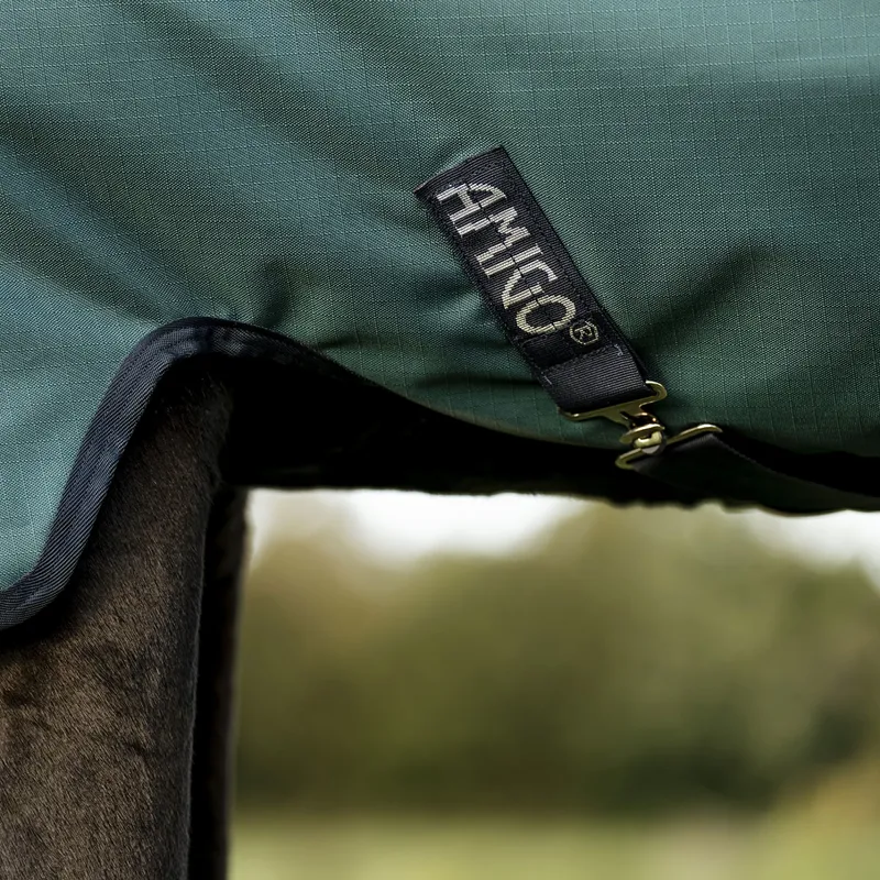 Amigo Ripstop 900D Standard Neck 0g Turnout Rug - Dynasty Green/Navy-4