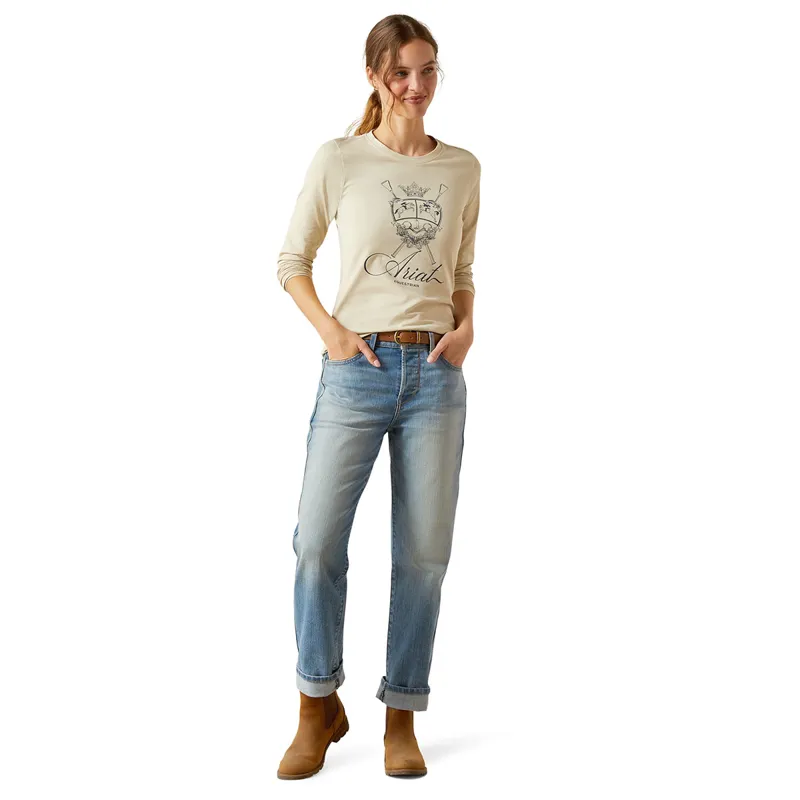 Ariat Ritzy Logo Long Sleeve Womens Tee - Pelican-3