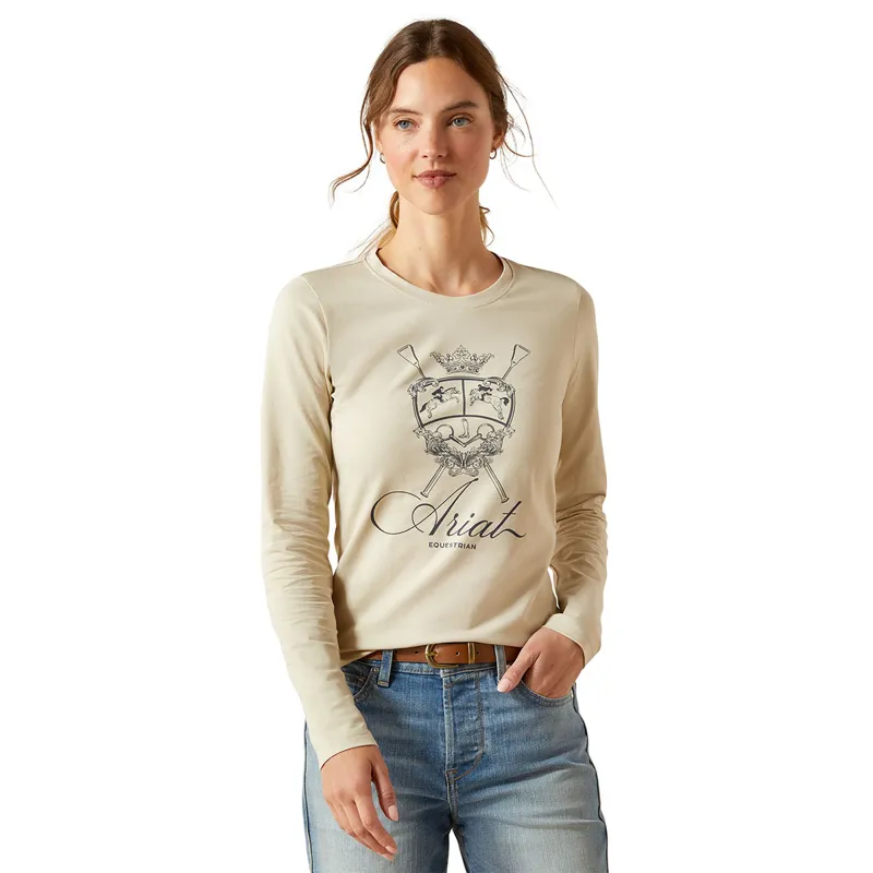 Ariat Ritzy Logo Long Sleeve Womens Tee - Pelican