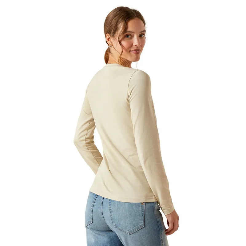 Ariat Ritzy Logo Long Sleeve Womens Tee - Pelican-1