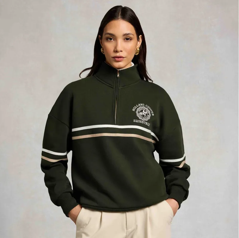 Holland Cooper Roan Womens Quarter Zip Sweatshirt - Spruce Green