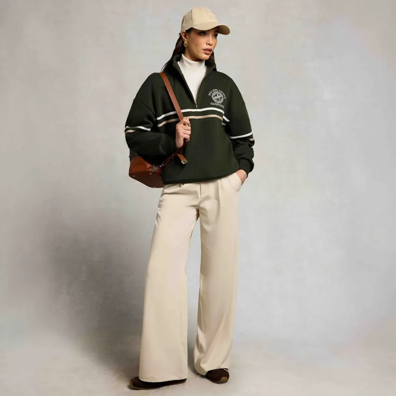 Holland Cooper Roan Womens Quarter Zip Sweatshirt - Spruce Green-3