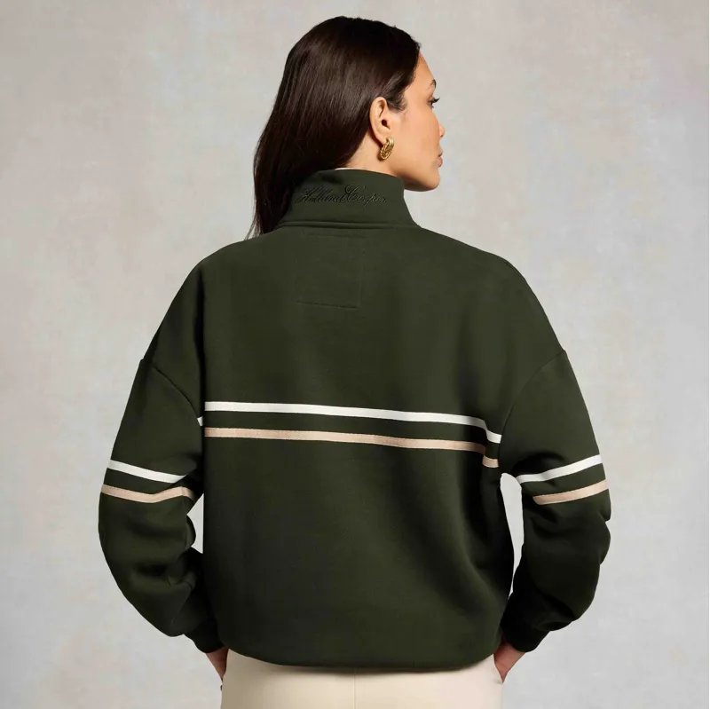 Holland Cooper Roan Womens Quarter Zip Sweatshirt - Spruce Green-1