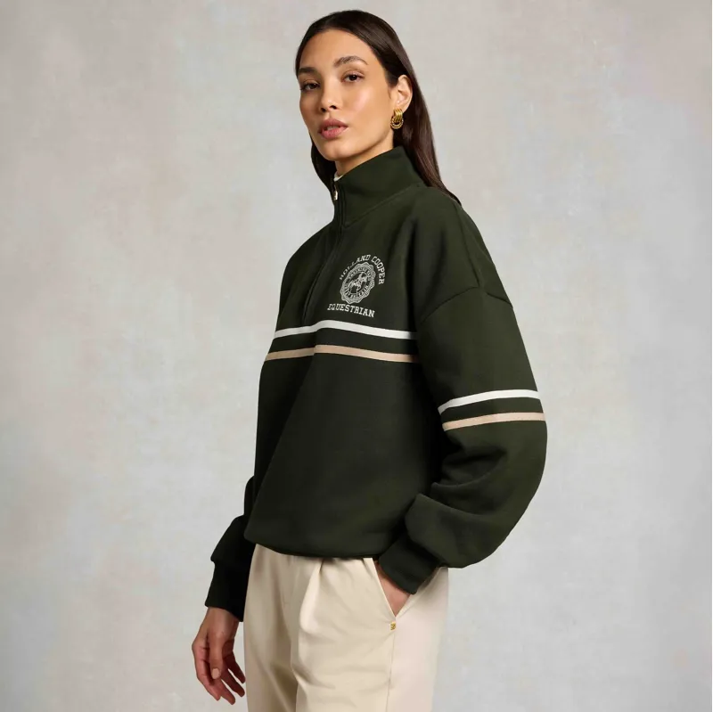 Holland Cooper Roan Womens Quarter Zip Sweatshirt - Spruce Green-2
