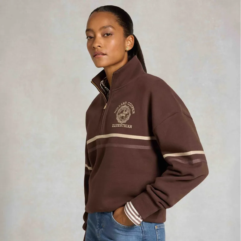 Holland Cooper Roan Womens Quarter Zip Sweatshirt - Walnut-2