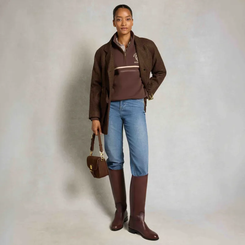 Holland Cooper Roan Womens Quarter Zip Sweatshirt - Walnut-4