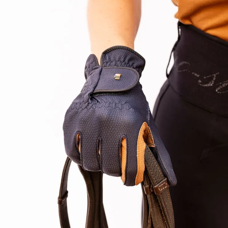 Roeckl Malta Adult Riding Gloves - Navy/Caramel-3