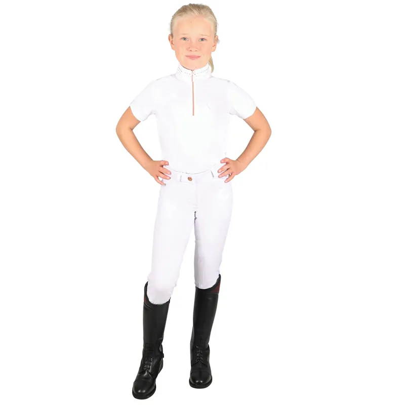 Hy Equestrian Roka Royal Junior Competition Shirt - White/Rose Gold-2