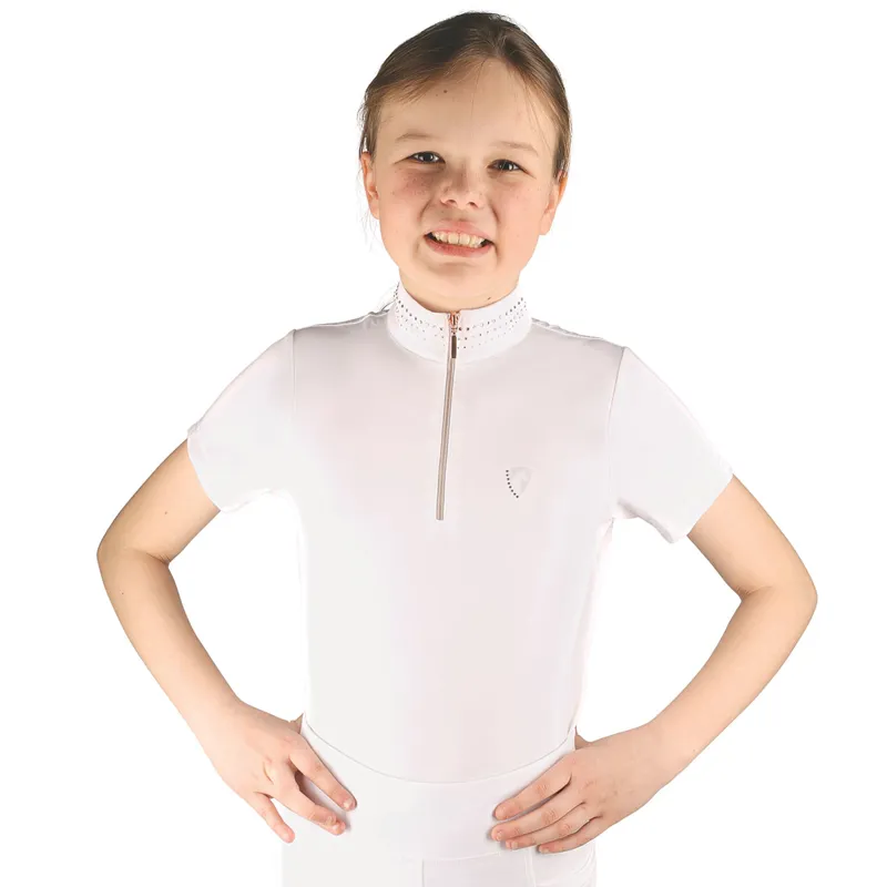 Hy Equestrian Roka Royal Junior Competition Shirt - White/Rose Gold