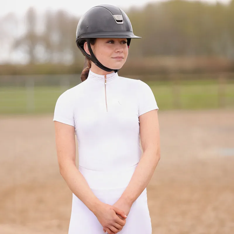 Hy Equestrian Roka Royal Junior Competition Shirt - White/Rose Gold-6