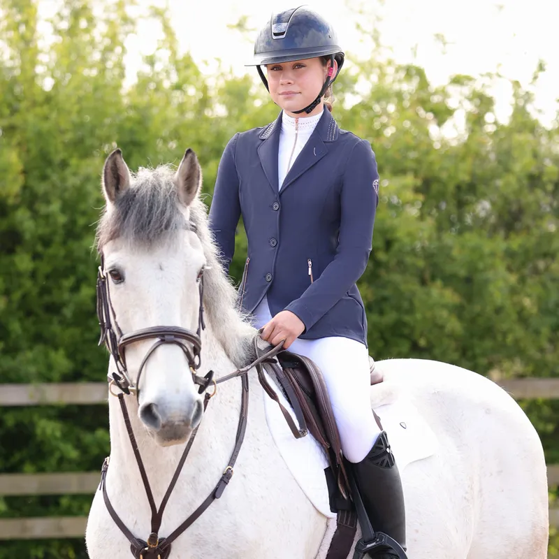 Hy Equestrian Roka Royal Junior Competition Shirt - White/Rose Gold-8