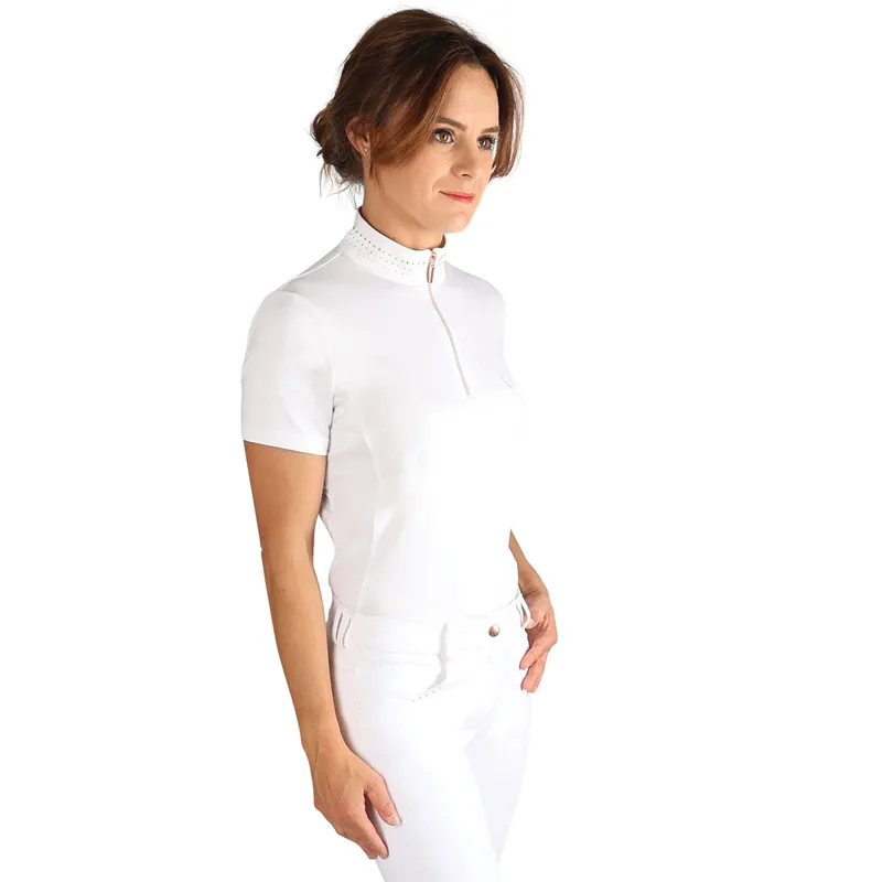 Hy Equestrian Roka Royal Ladies Competition Shirt - White/Rose Gold-3