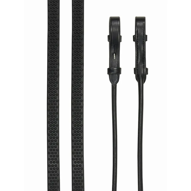 LeMieux Rolled Reins - Black/Silver