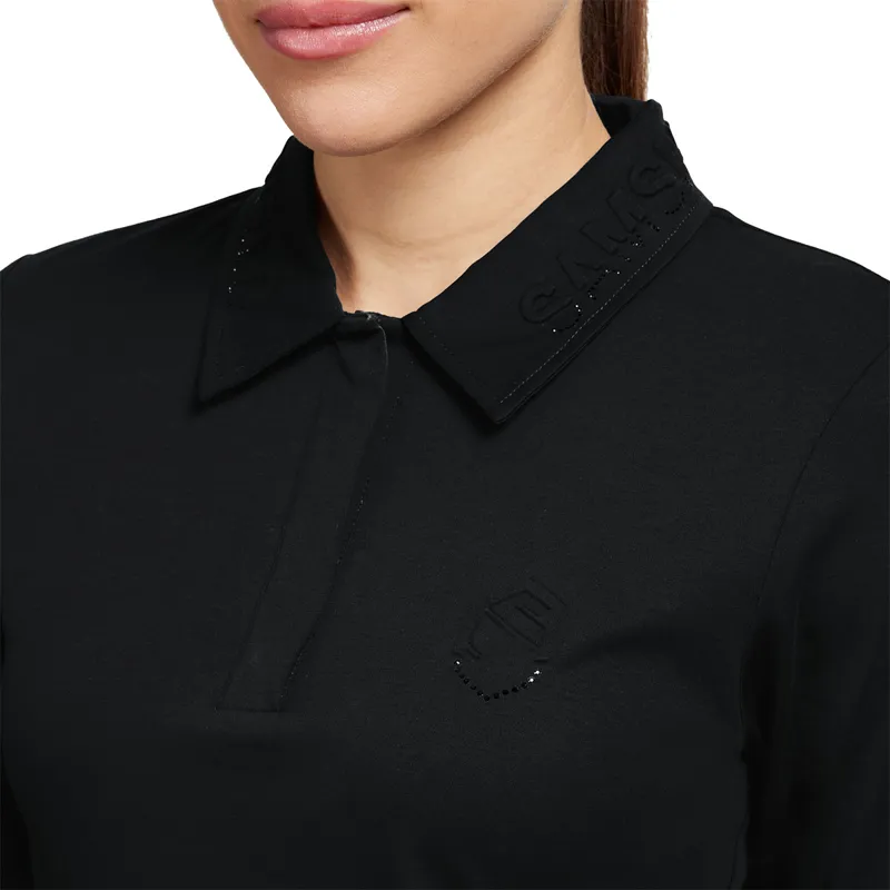 Samshield Lucie Ladies Long Sleeve Polo Top - Black-2
