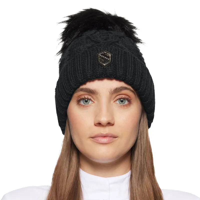 Black bobble beanie hat best sale