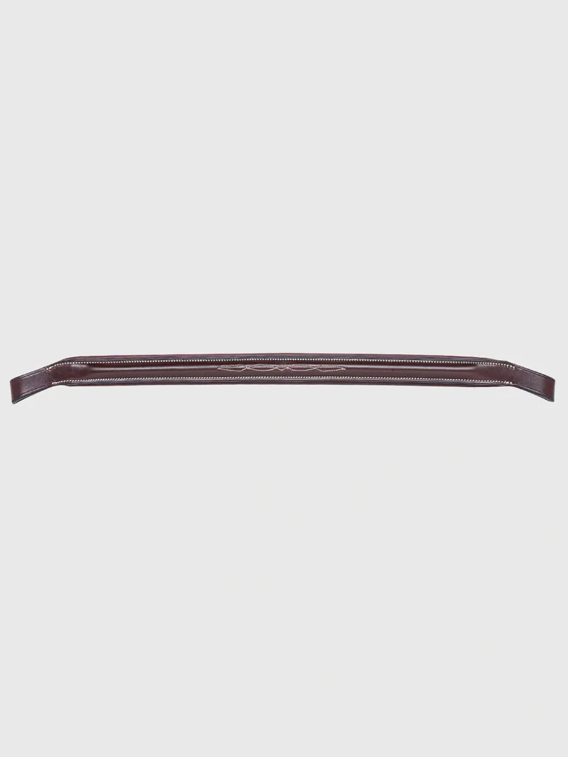 Equiline BB0417 Flat Padded Leather Browband with Stitching - Brown-3