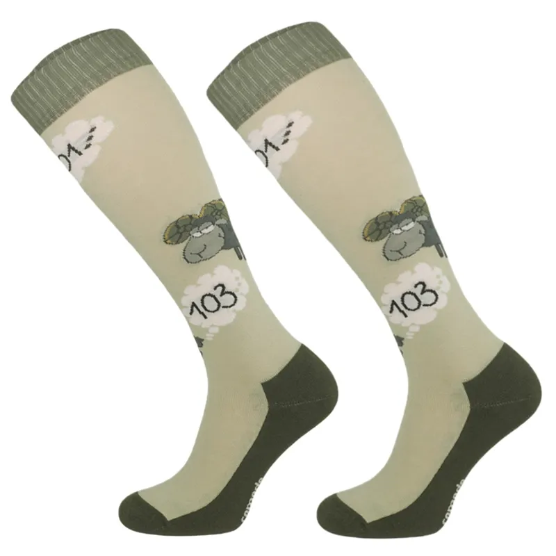 Comodo Novelty Fun Junior Tall Riding Socks - Light Sheep