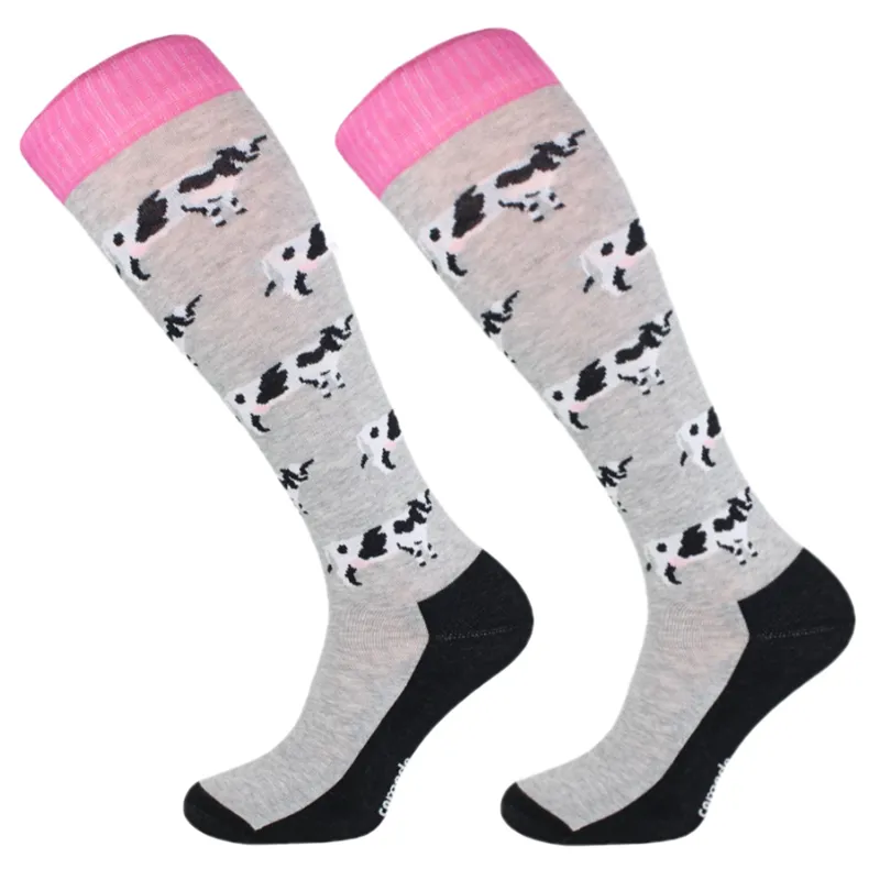 Comodo Novelty Fun Junior Tall Riding Socks - Multi Cow