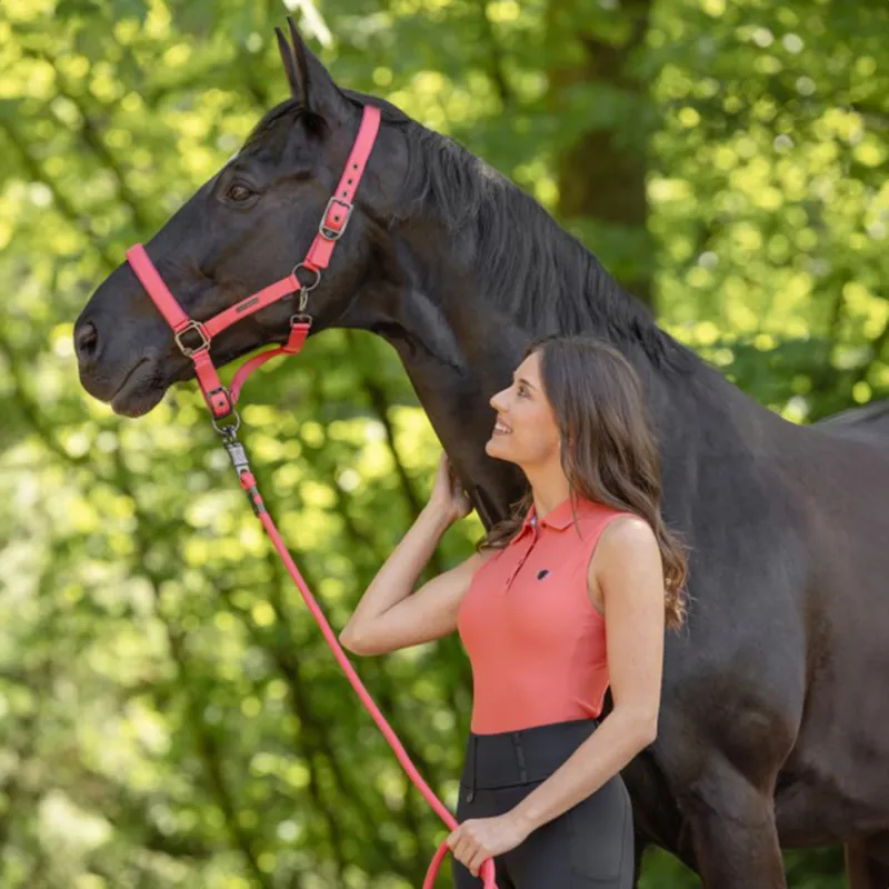 Covalliero Ladies Sleeveless Polo Top - Coral-5