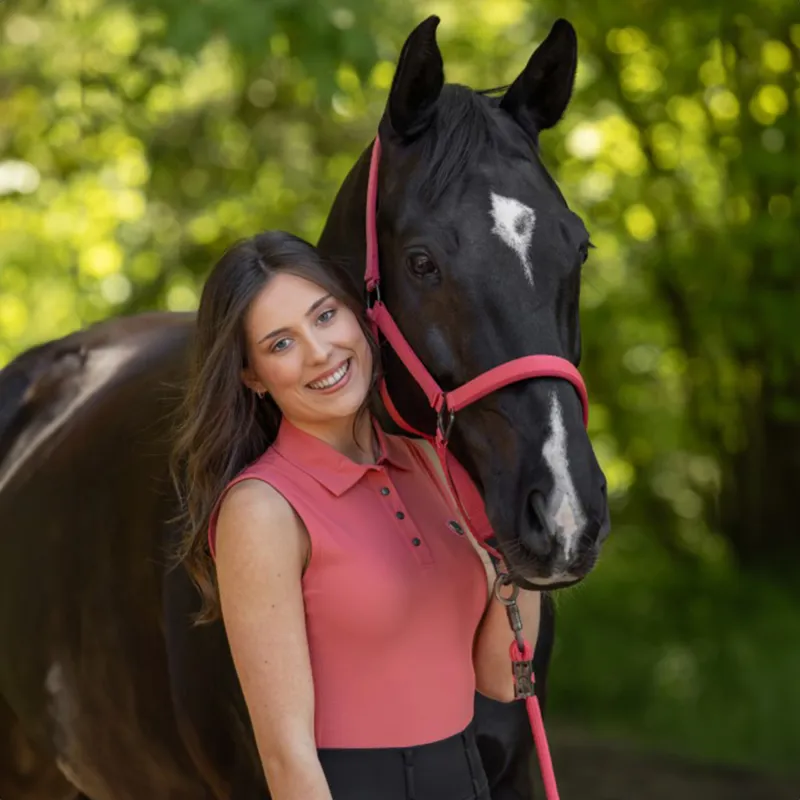 Covalliero Ladies Sleeveless Polo Top - Coral-8