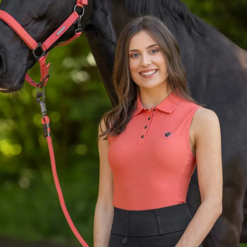 Covalliero Ladies Sleeveless Polo Top - Coral-9